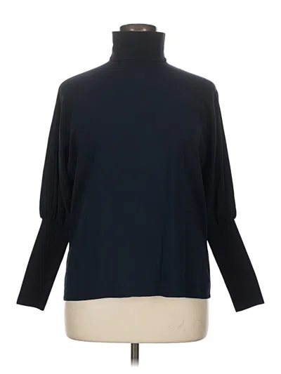 Pre-owned Tibi 3/4 Sleeve Top Black Solid Pattern Turtleneck Tops