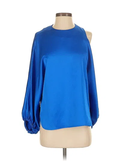 Pre-owned Tibi 3/4 Sleeve Top Blue Cold Shoulder Neckline Tops