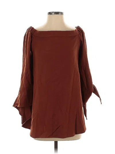 Pre-owned Tibi 3/4 Sleeve Top Brown Cold Shoulder Neckline Tops