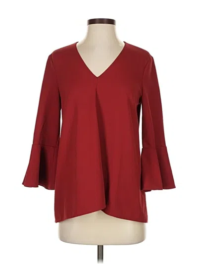 Pre-owned Tibi 3/4 Sleeve Top Burgundy V Neck Tops