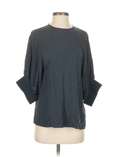 Pre-owned Tibi 3/4 Sleeve Top Gray Polka Dots Pattern Boatneck Tops