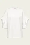 Tibi Active Knit Easy Drape Sleeve T-shirt In White In White