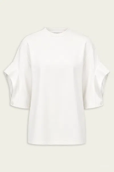 Tibi Active Knit Easy Drape Sleeve T-shirt In White