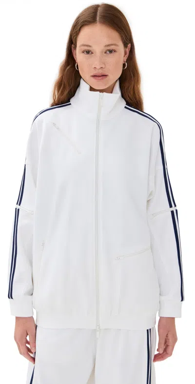 Tibi Active Knit Zipper Detailed Track Jacket White