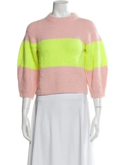 Pre-owned Tibi Alpaca Colorblock Pattern Sweater In Pink