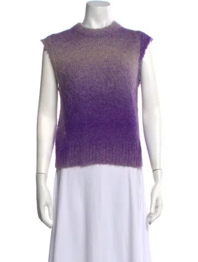 Pre-owned Tibi Alpaca Colorblock Pattern Sweater In Purple