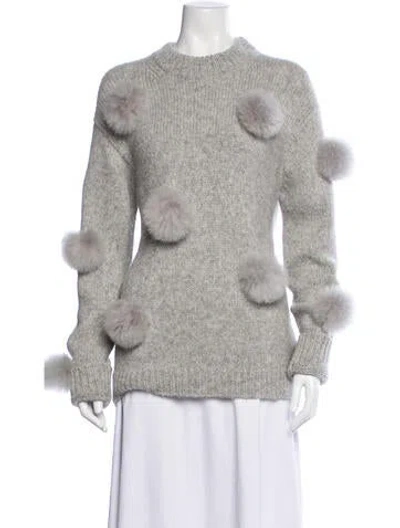 Pre-owned Tibi Alpaca Crew Neck Sweater In Gray