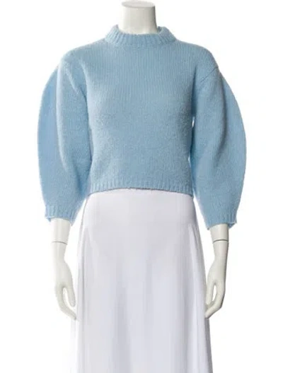 Pre-owned Tibi Alpaca Mock Neck Crop Top In Blue