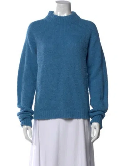 Pre-owned Tibi Alpaca Mock Neck Sweater In Blue