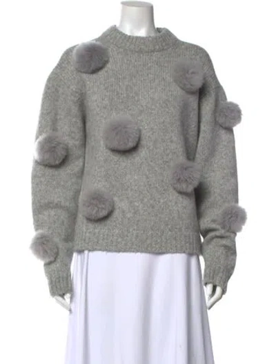 Pre-owned Tibi Alpaca Mock Neck Sweater In Gray