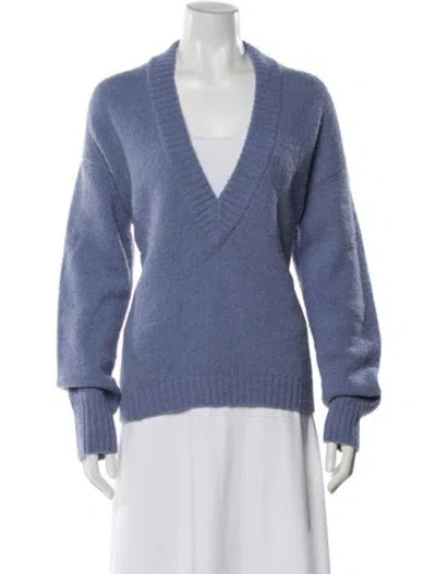 Pre-owned Tibi Alpaca V-neck Sweater In Blue