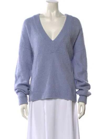 Pre-owned Tibi Alpaca V-neck Sweater In Blue