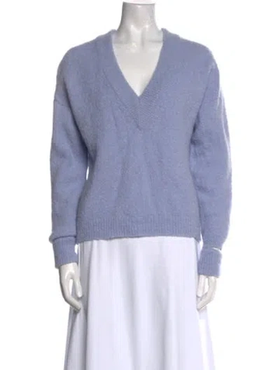 Pre-owned Tibi Alpaca V-neck Sweater In Blue