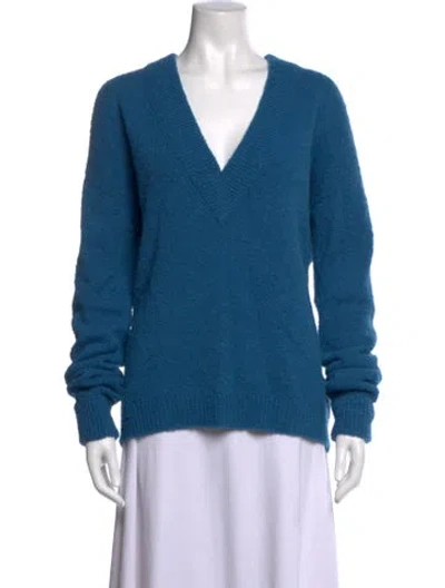 Pre-owned Tibi Alpaca V-neck Sweater In Blue