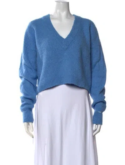 Pre-owned Tibi Alpaca V-neck Sweater In Blue