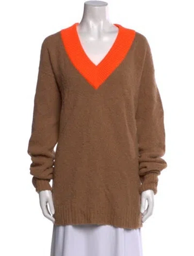 Pre-owned Tibi Alpaca V-neck Sweater In Brown