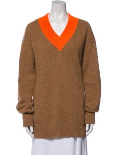 Pre-owned Tibi Alpaca V-neck Sweater In Brown