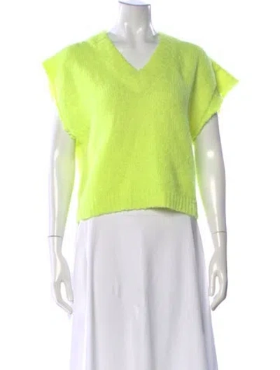 Pre-owned Tibi Alpaca V-neck Sweater In Green