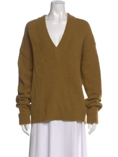 Pre-owned Tibi Alpaca V-neck Sweater In Yellow