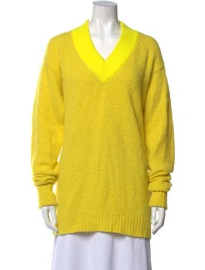 Pre-owned Tibi Alpaca V-neck Sweater In Yellow