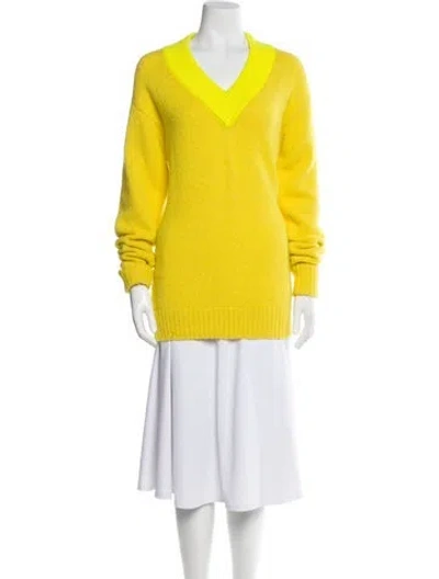 Pre-owned Tibi Alpaca V-neck Sweater In Yellow