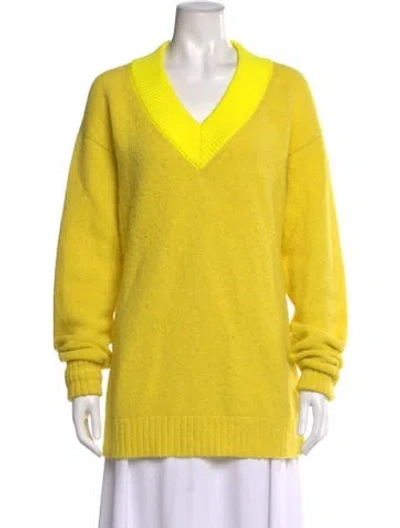 Pre-owned Tibi Alpaca V-neck Sweater In Yellow
