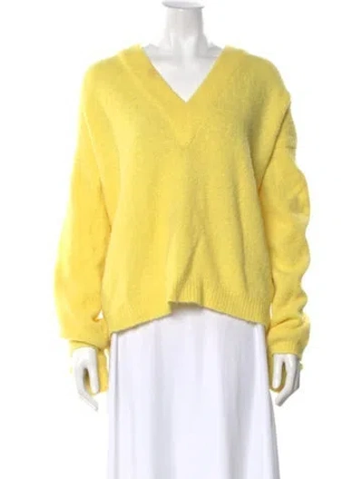 Pre-owned Tibi Alpaca V-neck Sweater In Yellow