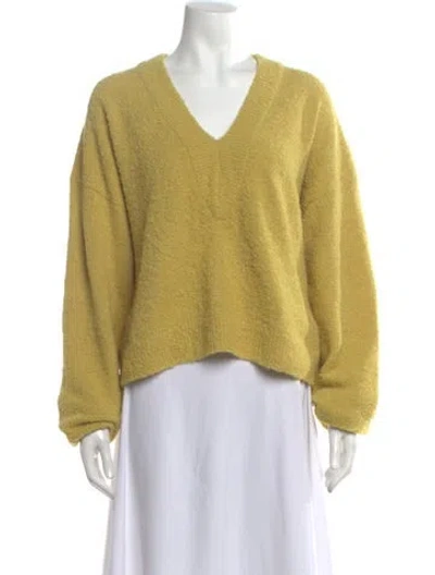 Pre-owned Tibi Alpaca V-neck Sweater In Yellow