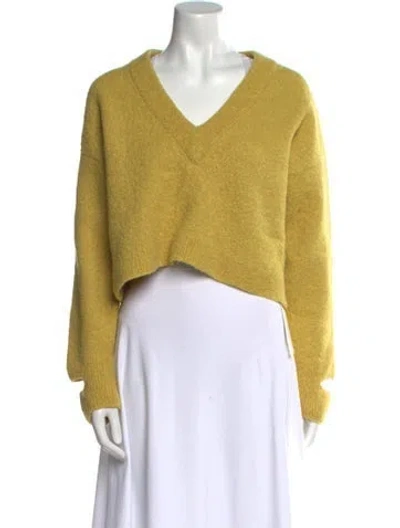 Pre-owned Tibi Alpaca V-neck Sweater In Yellow