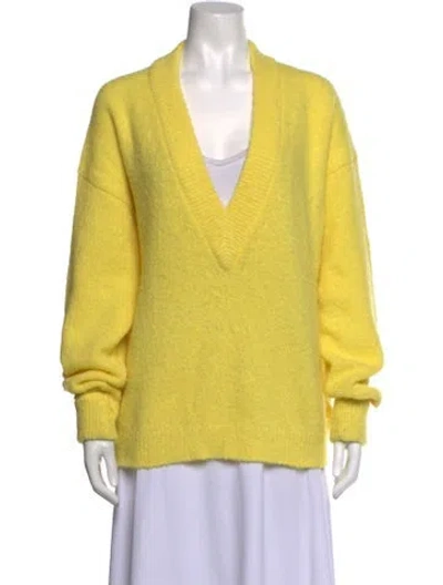 Pre-owned Tibi Alpaca V-neck Sweater In Yellow