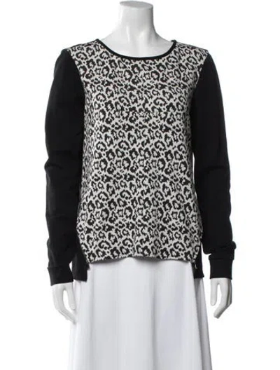 Pre-owned Tibi Animal Print Crew Neck Top In Black