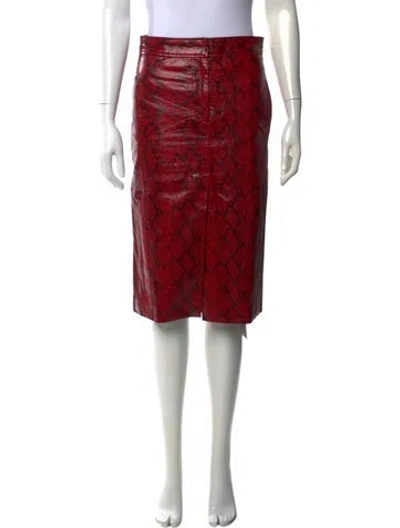Pre-owned Tibi Animal Print Midi Length Skirt In Red