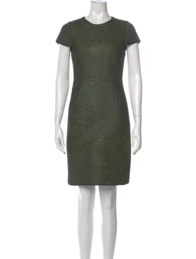 Pre-owned Tibi Animal Print Mini Dress In Green