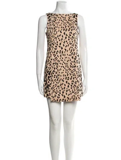 Pre-owned Tibi Animal Print Mini Dress In Neutral