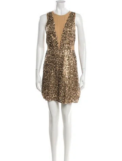 Pre-owned Tibi Animal Print Mini Dress In Neutral