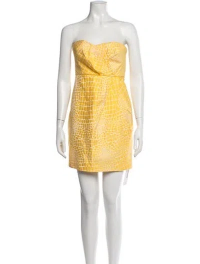 Pre-owned Tibi Animal Print Mini Dress In Yellow