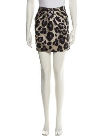 Pre-owned Tibi Animal Print Mini Skirt In Neutral