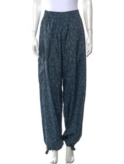 Pre-owned Tibi Animal Print Wide Leg Pants In Blue