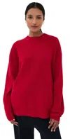 Tibi Anna Merino Wool Cut Out Racerback Pullover Red In Red