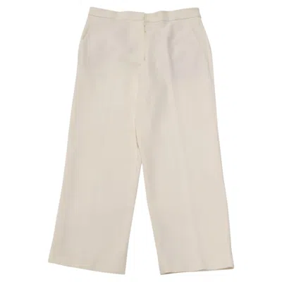 Pre-owned Tibi Anson Stretch Cropped Skinny Pants In Ivory Polyester In White