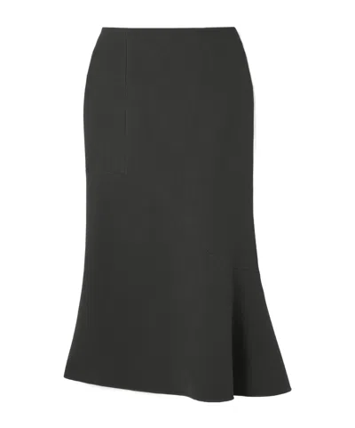 Tibi Asymmetric Wool-blend Crepe Midi Skirt In Black