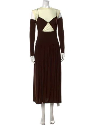 Pre-owned Tibi Asymmetrical Long Dress In Brown