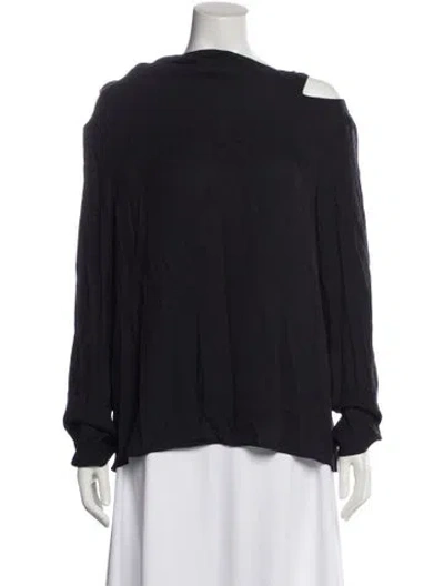 Pre-owned Tibi Asymmetrical Long Sleeve Blouse In Blue