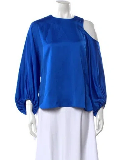 Pre-owned Tibi Asymmetrical Long Sleeve Blouse In Blue