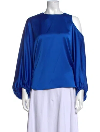 Pre-owned Tibi Asymmetrical Long Sleeve Blouse In Blue