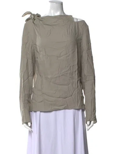 Pre-owned Tibi Asymmetrical Long Sleeve Blouse In Grey