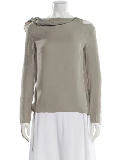 Pre-owned Tibi Asymmetrical Long Sleeve Blouse W/ Tags In Green