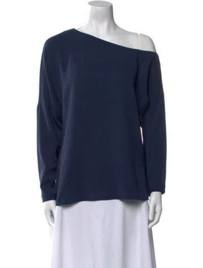 Pre-owned Tibi Asymmetrical Long Sleeve Sweatshirt In Blue