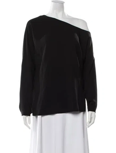 Pre-owned Tibi Asymmetrical Long Sleeve Top In Black