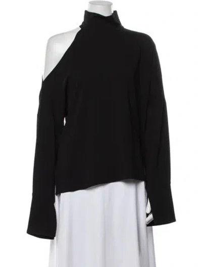 Pre-owned Tibi Asymmetrical Long Sleeve Top In Black